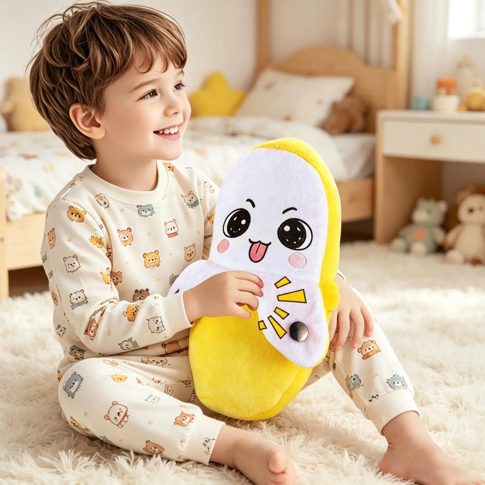 15cm 바나나 플러시 장난감, 흔들림 감지 기능이 있는 부드러운 바나나 인형, 생일, 명절 선물, 침실, 집, 소파, 자동차 장