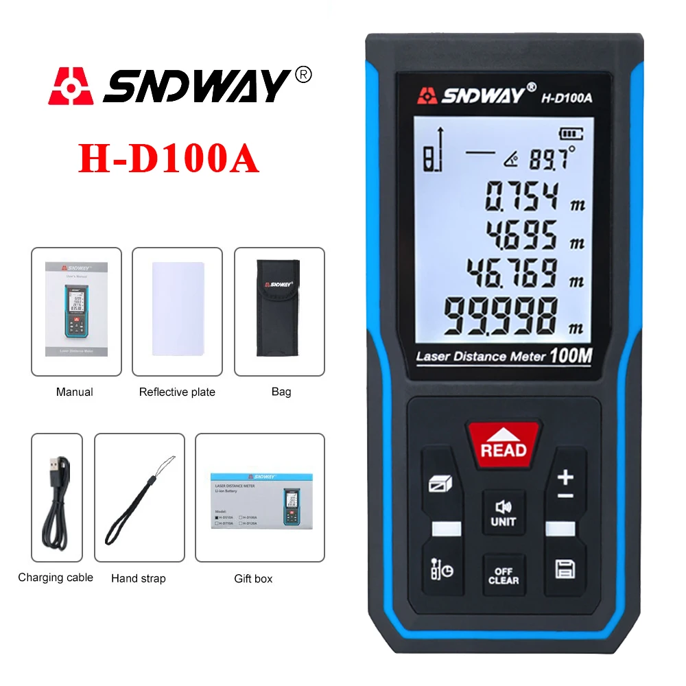 Laser Rangefinder Distance Meter SNDWAY H-D/SW Series Laser Distance Meter Rangefinder Laser Trena Tape Measuring Meter Professional Digital Range Finder