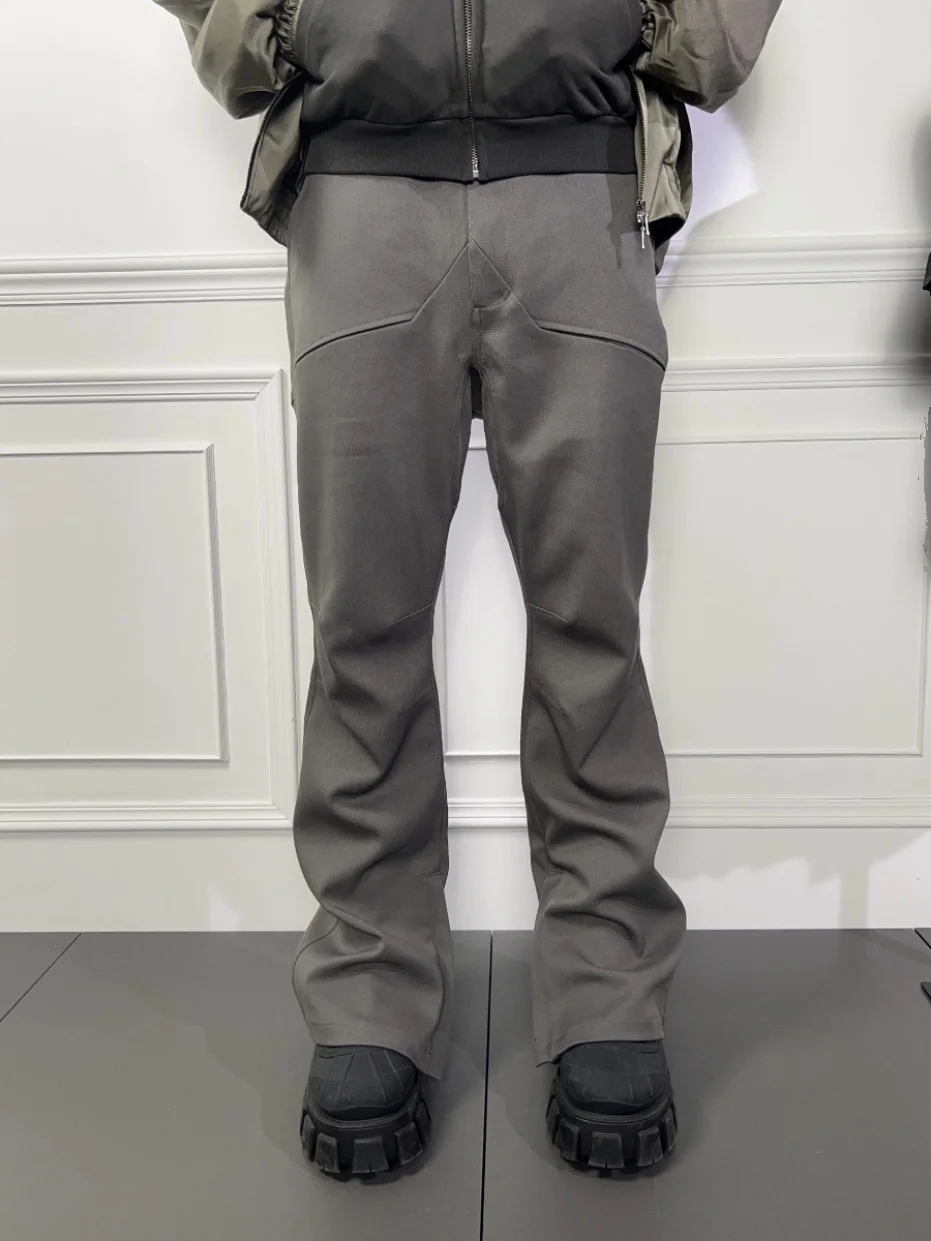 American Retro Pleated 3D Trim Straight Leg Micro Flared Slim Fit Workwear Casual Cargo Pants Men Design Trendy Youth Active ...