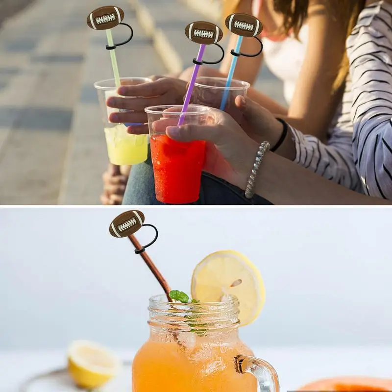 Silicone Straw Topper Unique Ball Shape Food Grade Silicone Caps 10pcs Cup Straw Toppers For Parties Travel Camping Daily Life