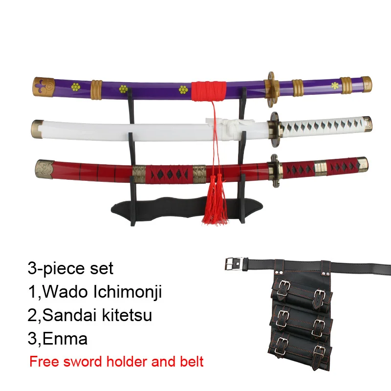 80cm/31.5＂Anime  Roronoa Zoro Katana Sword Wooden Enma Purple Unisex Halloween Party Gifts 6