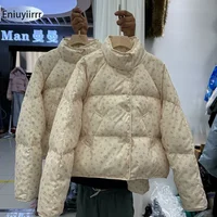 Parka en coton imprimé floral pour femme, chaud, mignon, doux, chic, élégant, épais, tout match, High Street, nouveau, 03, hiver 6