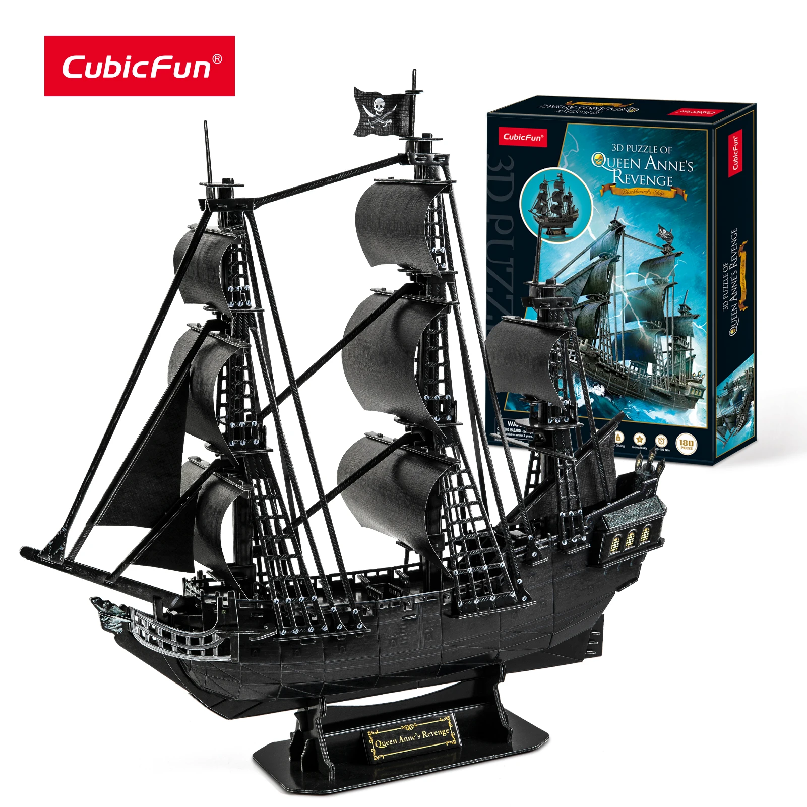 3D Пазлы CubicFun обновленная модель черный цвет королева Анны месть парусная лодка