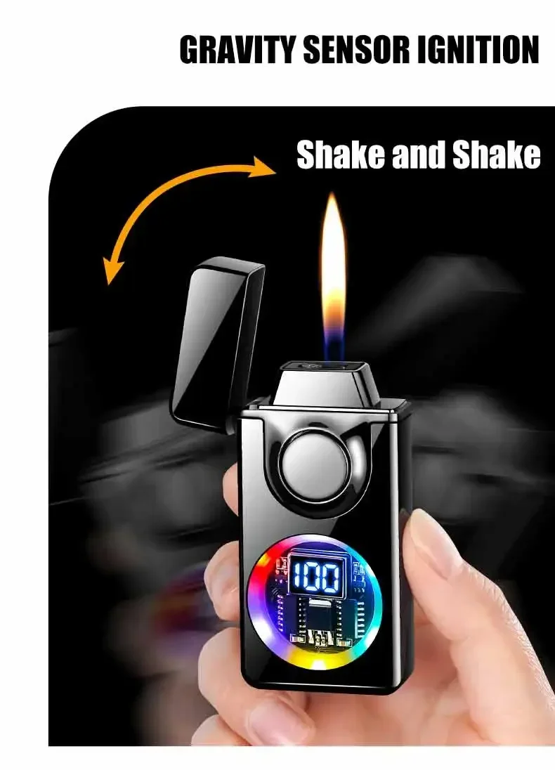 Description Picture 6 of item2025 Voice Controlled Ignition Gas Lighter 4 Ignition Methods Battery Display Open Fire Switching Jet Fire USB Electric Lighters