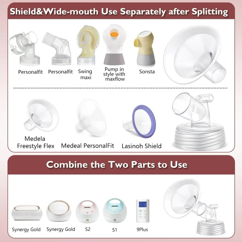 Updated Soft Rim Shield and Wide Mouth Base Connector Pump Parts for Spectra S2 Spectra S1 9 Plus Breastpumps Accessories 2