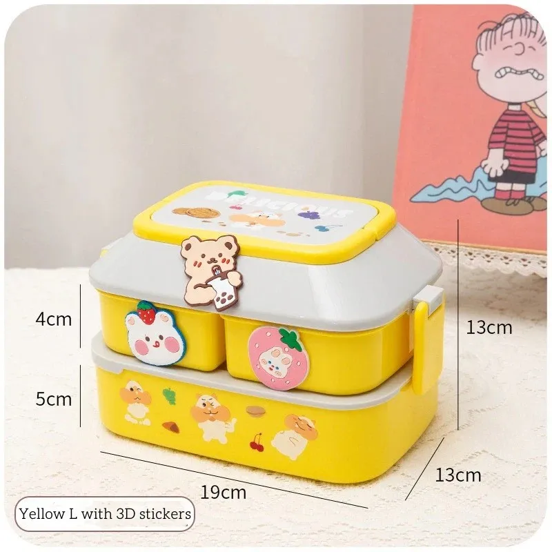 Kawaii Bear Lunch Box For Woman Kids 1200/1300/1500ml Cute Portable  Compartments Food container Picnic Leakproof Bento Box Gift - AliExpress