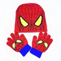 2Pcs Disney Anime Spiderman Winter Knitted Hat And Gloves Set For Boy Girl Outdoor Warm Baby Knit Hats Kids Cartoon Beanies Hat 4