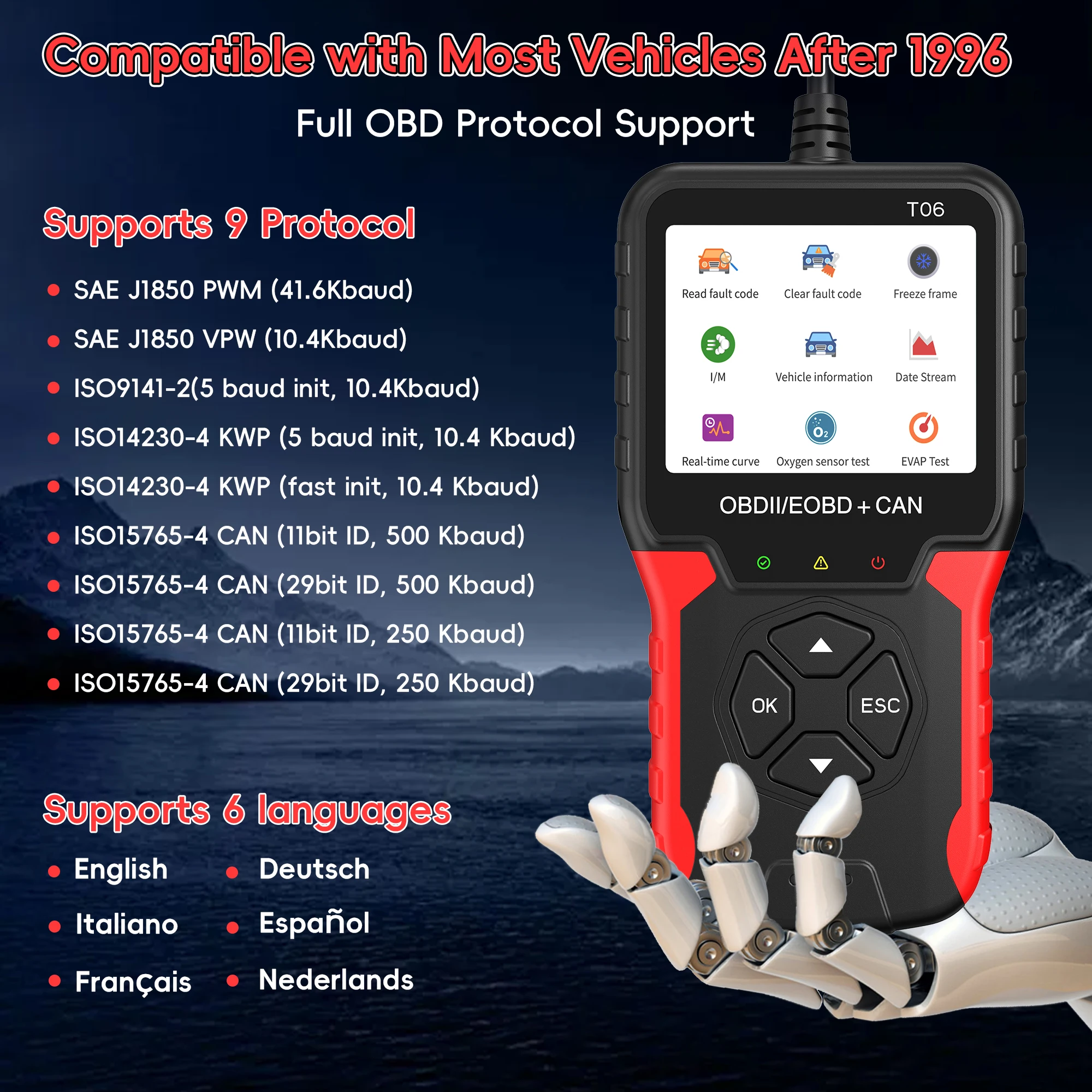 Auto Accessories OBD2 Scanner T06 Check Engine System Code