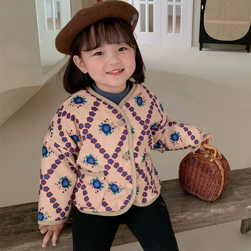 어린이 코튼 재킷 양면 착용 코튼 클립 가디건, 레트로  코트, 남아 및 여아 겨울