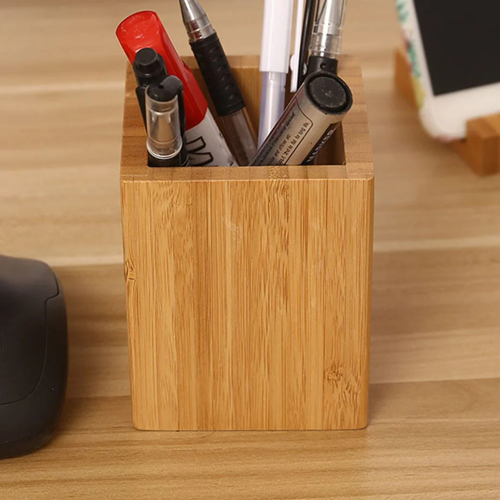 

Bamboo and Wood Finishing Box Decorative Pen Holder Pencil Creative Pot Storage Case Home Container Bucket