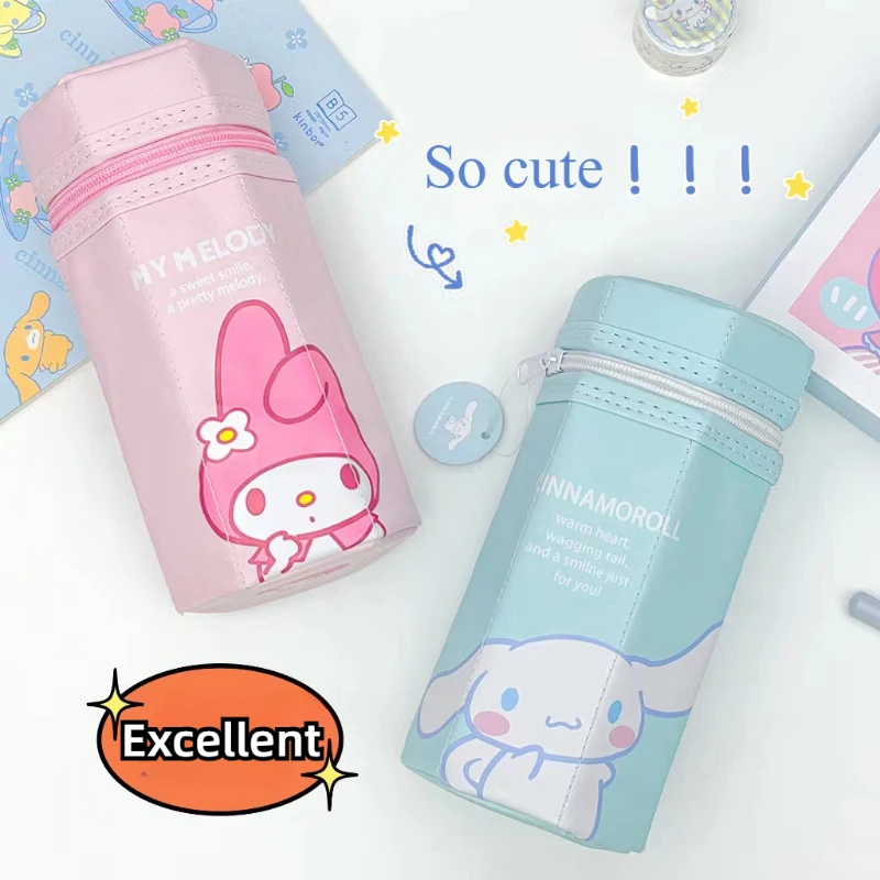 JapaneseSanrio Pencil Case Student Kuromi Storage Box Large Capacity Pen Holder Cinnamoroll Cute Pencil Case My Melody Organizer