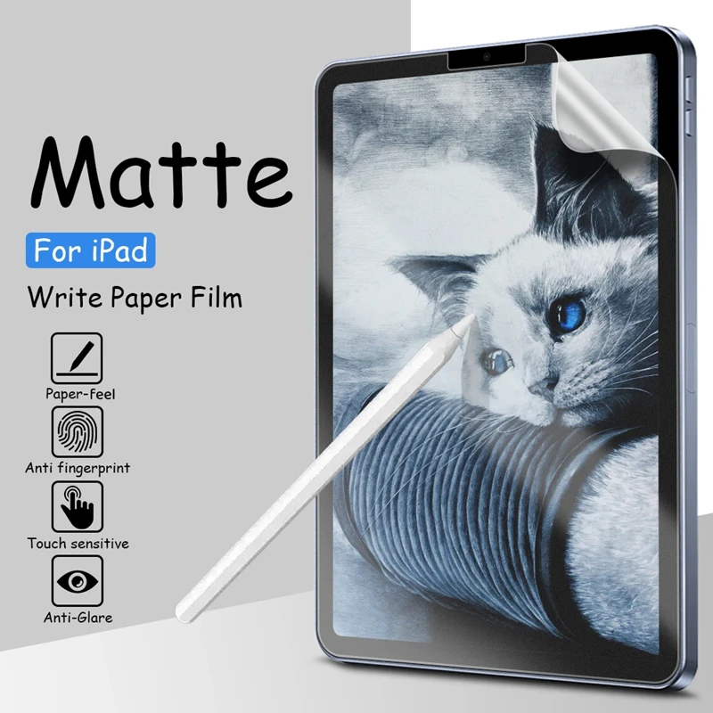 Protetor de Tela Matte para Apple Ipad Película de Papel Sensível Ipad Air 9.7 10.5 Pro 11 12.9 10.2 10th Mini6 2023 2023