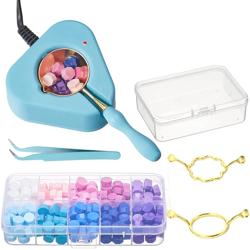 

Electric Wax Seal Warmer Wax Seal Melting Wax Seal Kit Kit With Wax Seal Spoon And Tweezers, With 2 Wax Seal Molds US Plug