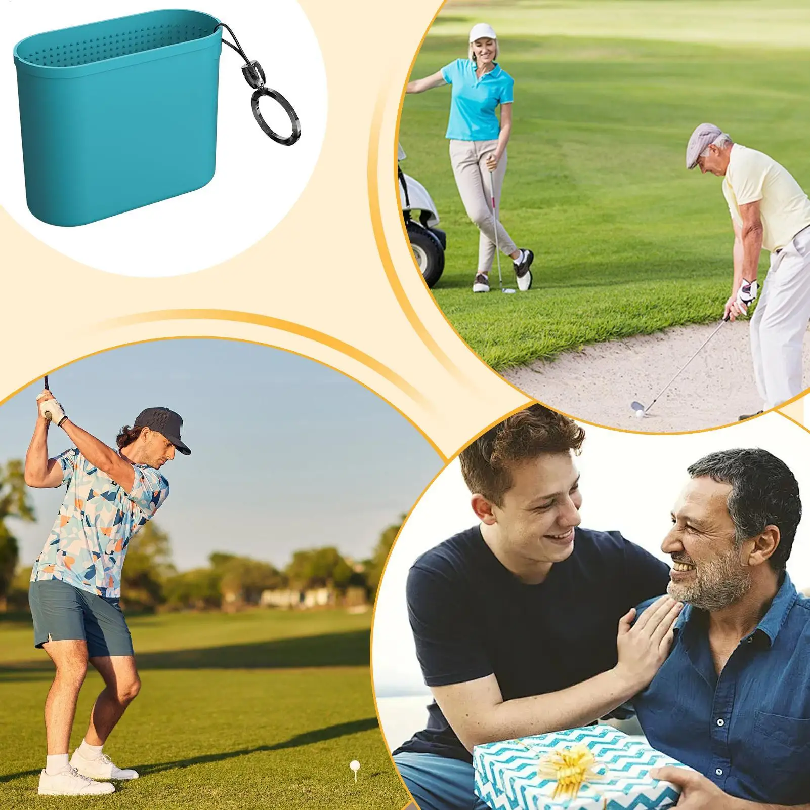 Golf Club Cleaner Bag Golf Club And Ball Washing Bag With Carabiner Clip Quick-Drying Grooves Washing Supplies Compact On-Course