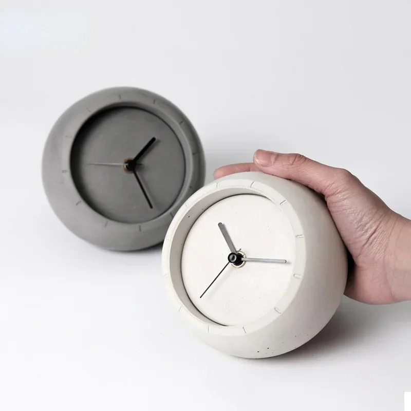 

Water concrete simple personality table clock creative jewelry desktop household storage cement silent table clock