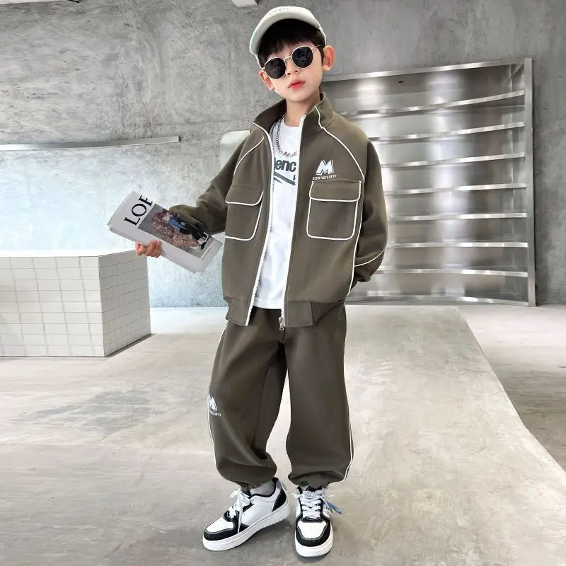 2025 New Boys' Spring-Autumn Outfit Set Middle-Large Size Korean