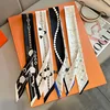 New luxury 5*85cm Slender Model Temperament Small Scarf Long Silk Scarf Hair Band Women's All-Match Double-Sided Streamer 1