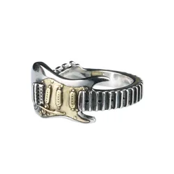 Vintage - Inspired Electric Guitar Ring - Punk Gothic Rock Handmade Jewelry - Resizable (MR139)
