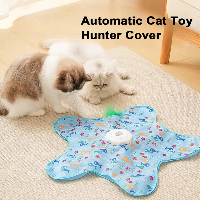 Cat Toys Interactive Hide and Seek Cat Teaser Toy Hunter Cover with a chirping sound Motion Activated Moving Concealed Feather