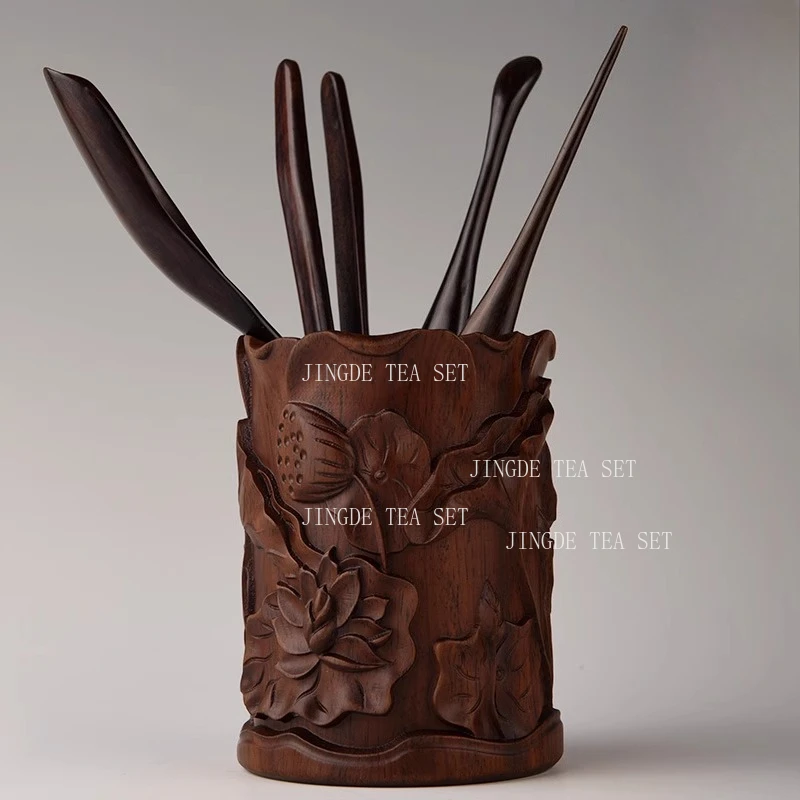 Black Sandalwood Six Gentlemen Set A Complete Collection of Chinese Kung Fu Tea Set Accessories for Home Use Tea Clip Tea Knife