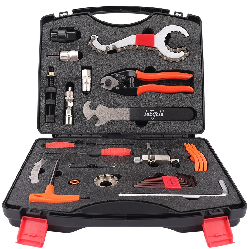 

Bicycle repair tool kit set maintenance repair spoke wrench chain flywheel spindle disassembly