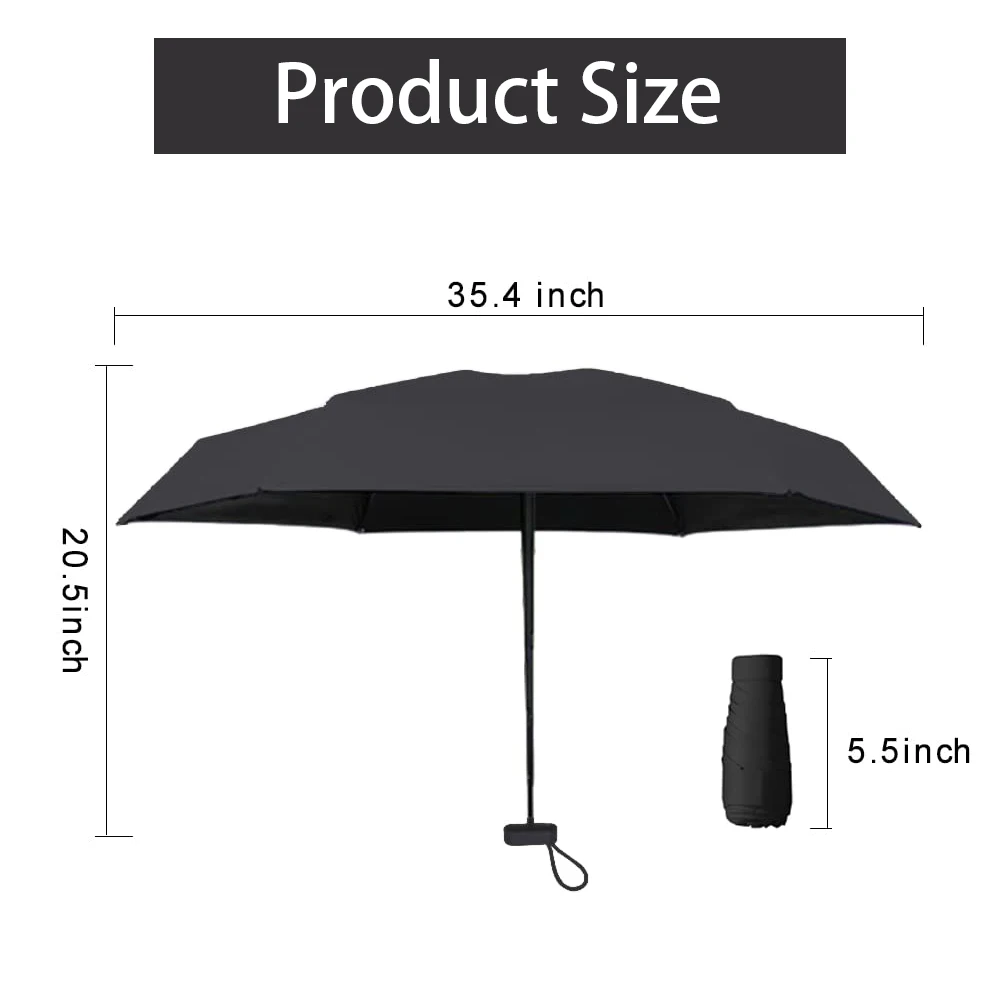 Mini Travel Sun Umbrella for Purse With Case Small Compact UV Umbrella for Sun and Rain Lightweight Portable Windproof Parasol