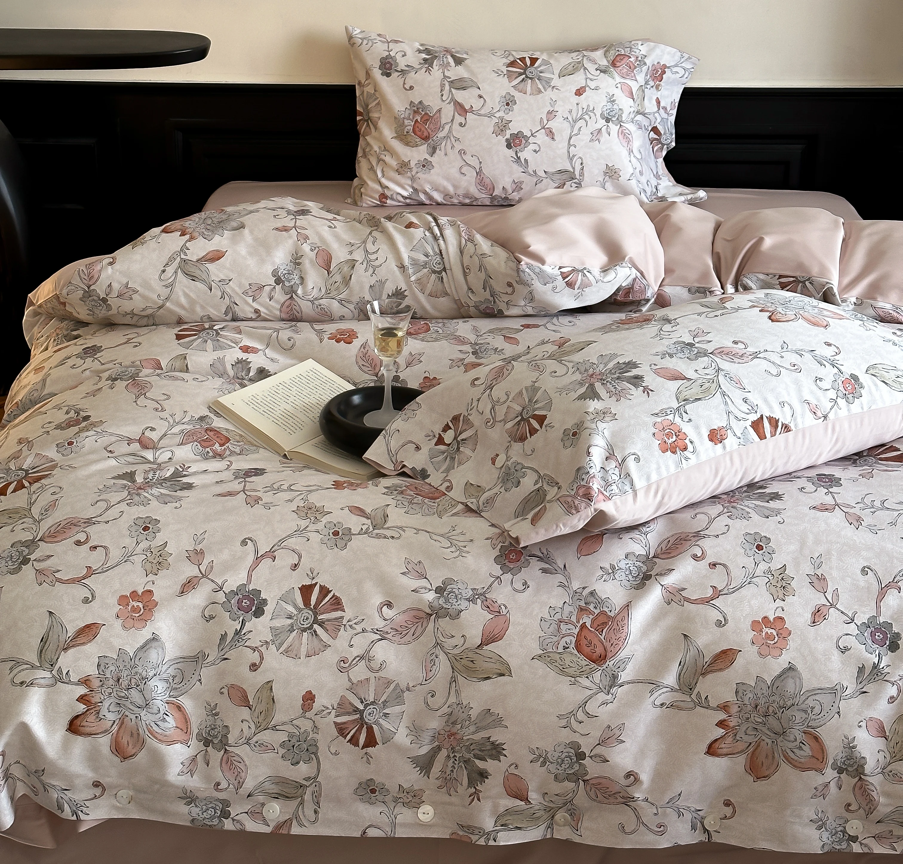100% Cotton French Vintage Floral Duvet Cover Set Romantic Pastoral Bedding Set Elegant Rose Bed Linen King Queen Size 4Pcs 3