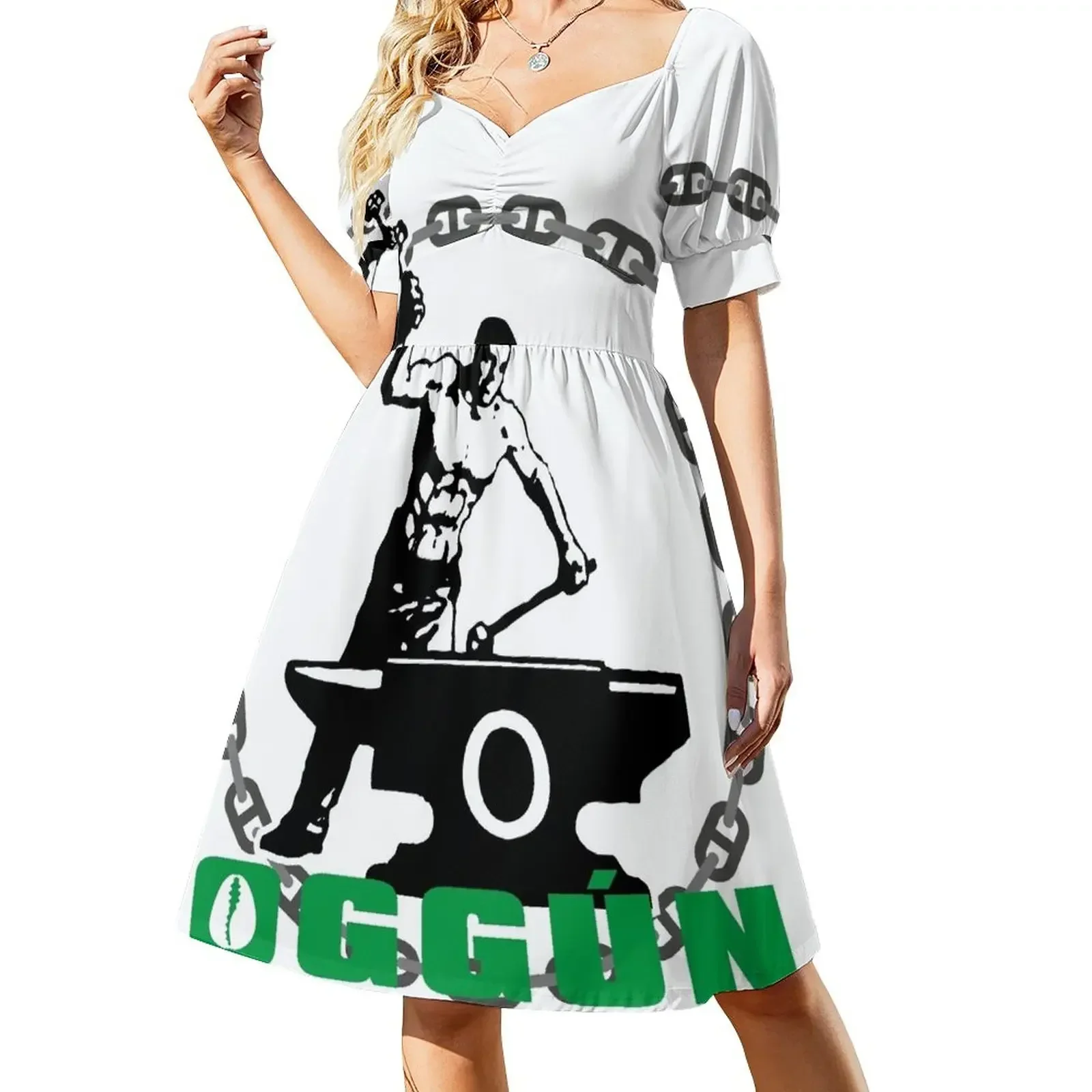 thumbnail image 1 of Vestido de manga corta Oggún el herrero Vestidos de verano para mujer Ropa de mujer Vestido de fiesta de lujo para mujer, 1 of 8
