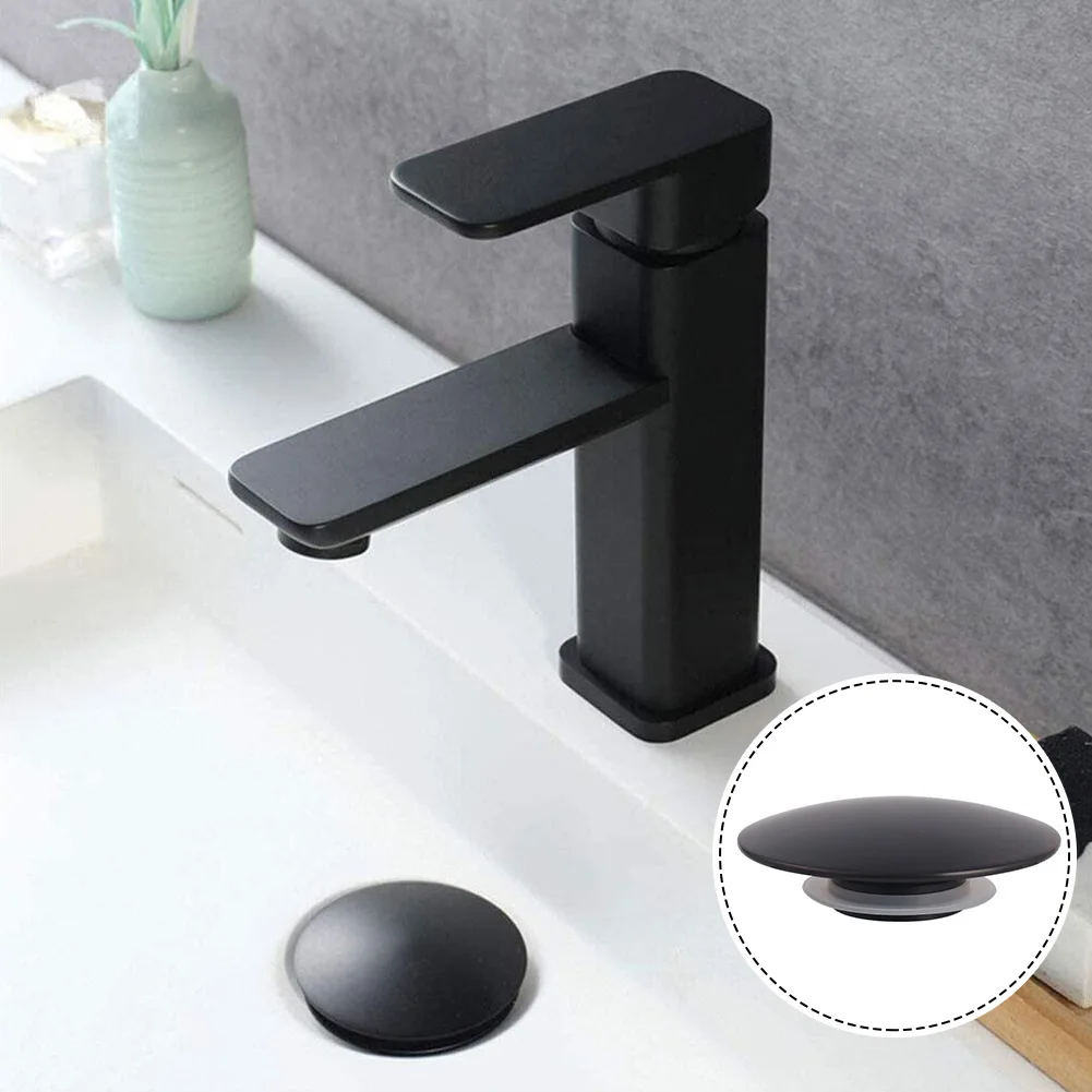 

Basin Waste Pop Up Bathroom Sink Plugs Push Button Click Clack 66mm Brass Matte Black M8 For Basins Bathtubs Kitchen Accessories