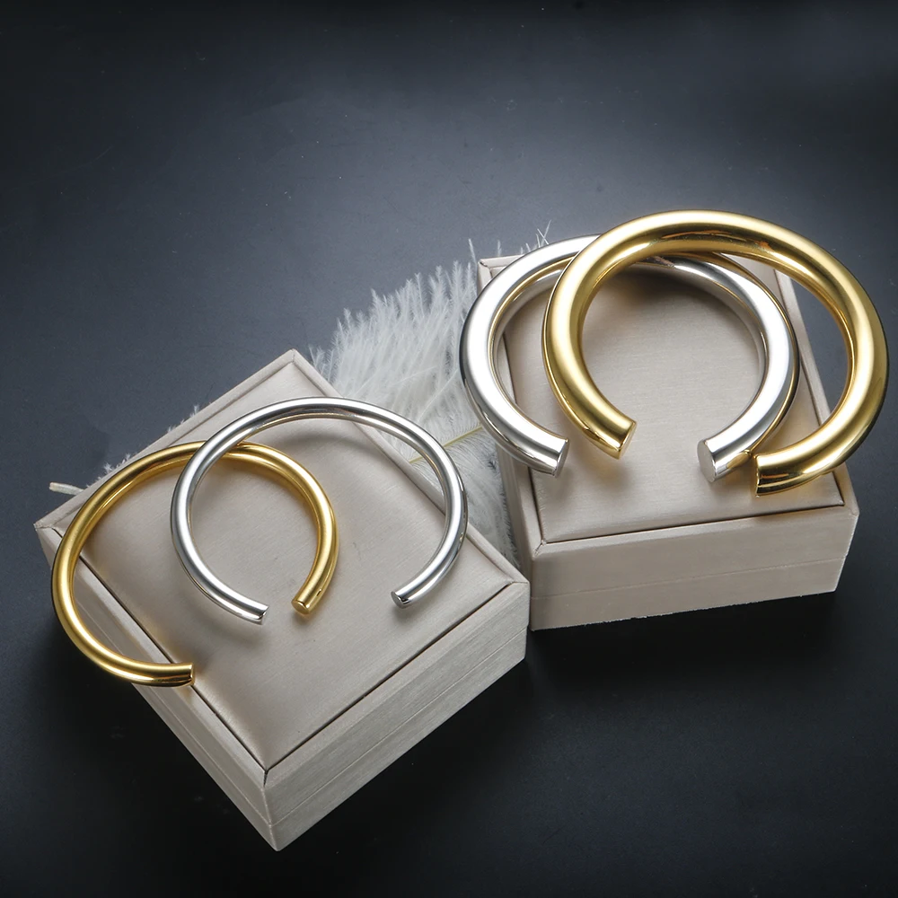 Stainless Steel Gold Color Thick Tube Open Bangle for Women Girl Hiphop Cuff Bracelet bangle bracelet,stainless steel bracelet