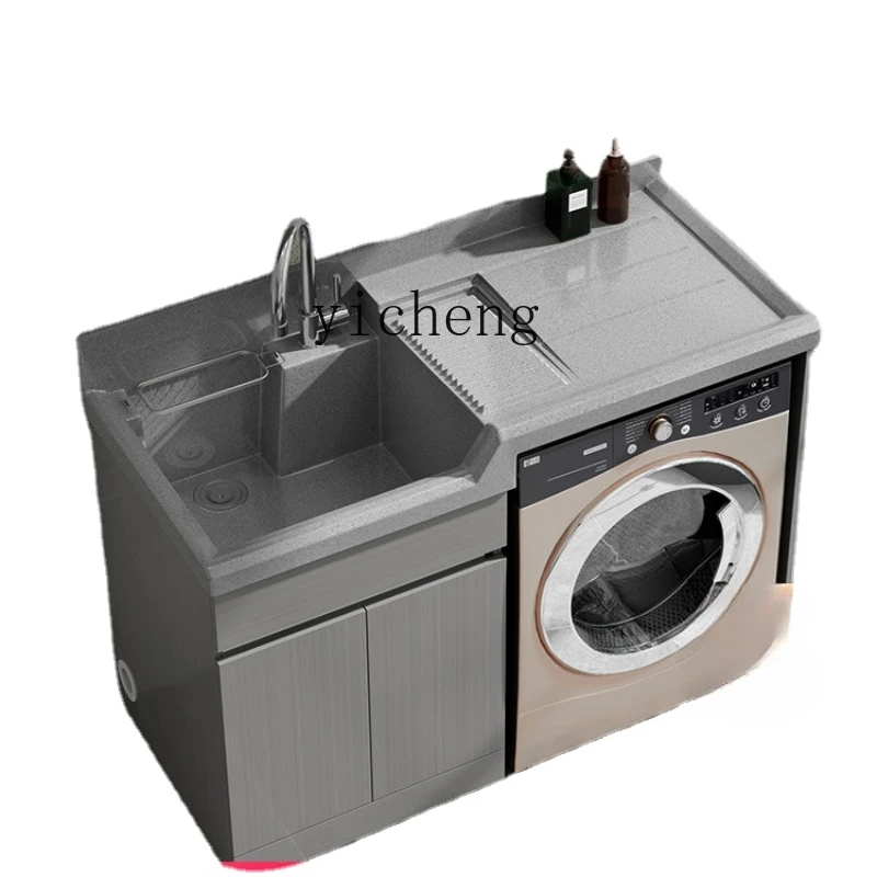Xl Lavabo Lavabo Con Lavabo Vasca Portabiancheria In Acciaio Inox Mobile All-In-One Lavabo Mobiletto Del Bagno