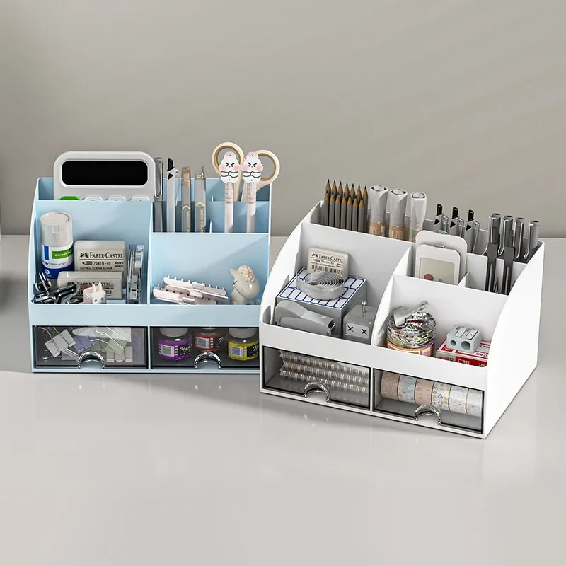 Transparent Desk Organizer with Multi-Drawer Storage