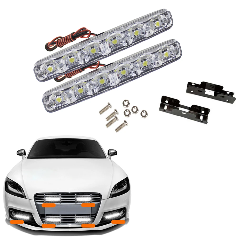 

2 Pcs 6LED Bright 12V Daytime Running Lights Flexible Waterproof DRL Daytime Running Driving Lights Fog Lamps Signal Light