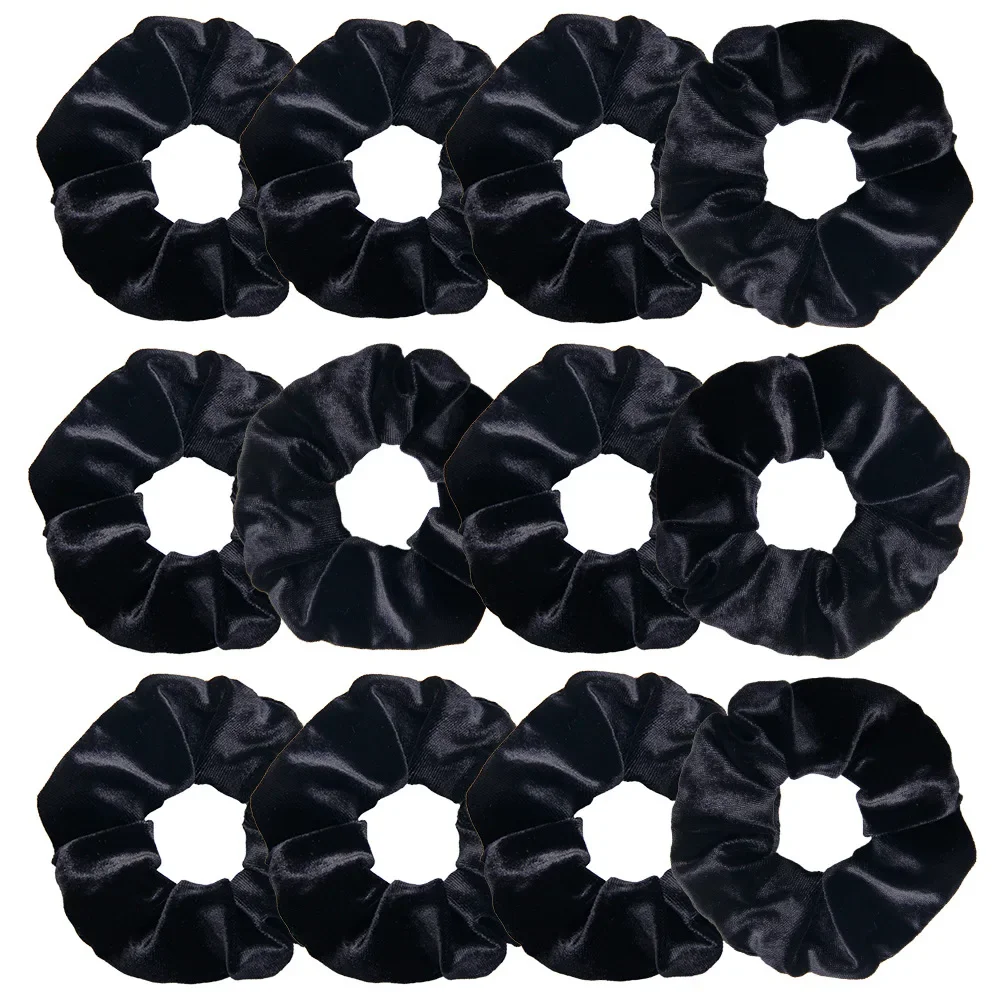 12 قطعة النساء الوردي المخملية Scrunchies طفل الفتيات أغطية الرأس أبيض أسود أزرق أخضر مرونة العصابات الشعر إكسسورات شعر الأطفال