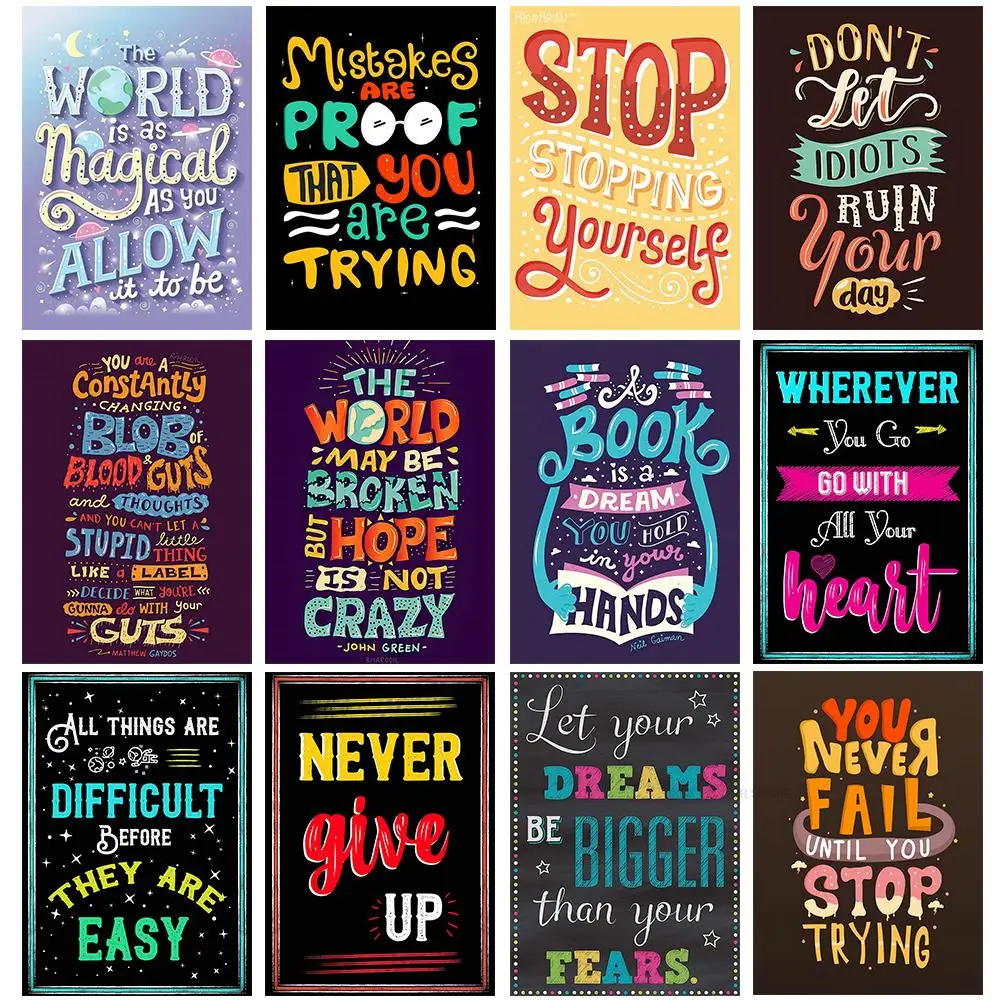 

Inspirational writing Posters For Living Wall Sticker Tablolar For Living Kids Wall Painting Coffee Art Pictures for Home Decor