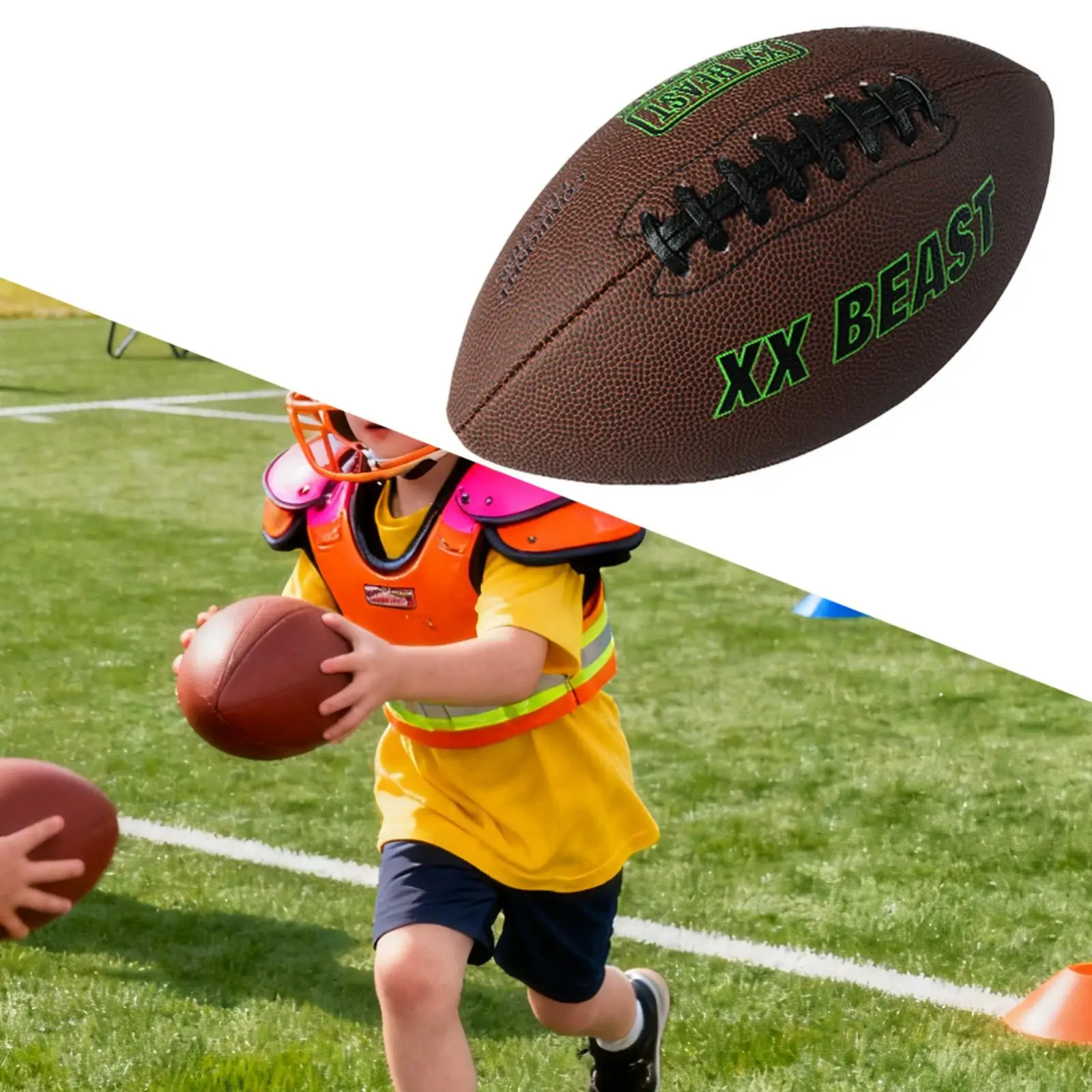 Ballon de Rugby Antidérapant Jeu Récréatif Équipement de Cadeau Entraînement Intérieur Extérieur Résistant à l'Usure pour Match Équipe Fête Gym Noël