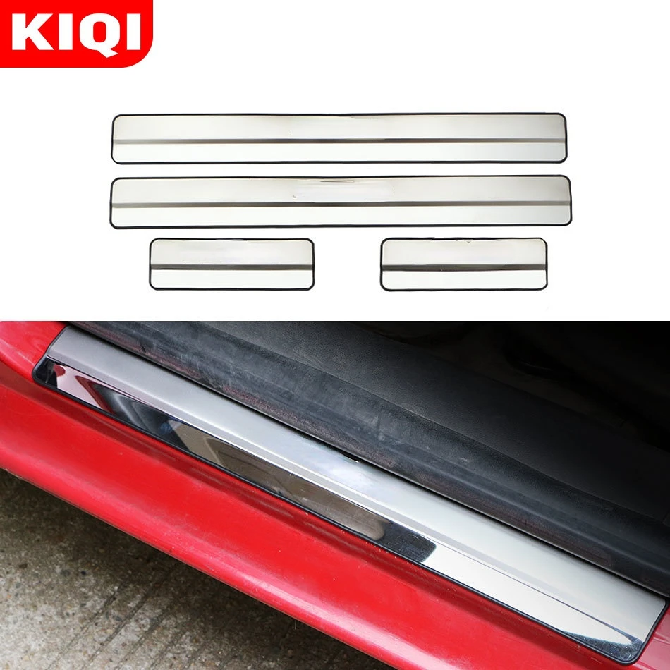 Car Door Sill Scuff Plates Protection Cover Fit for Ford New Fiesta 2009-Accessories 4pcs/set Stainless Steel