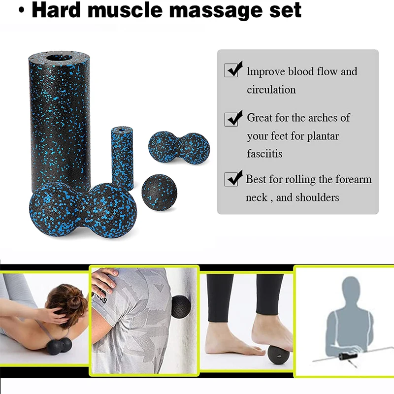 4/5 stück EPP Harte Schaum Roller Fascia Ball Set Yoga Fitness Spalte Bein Zurück Neck Massager Übung Körperliche Therapie Schmerzen relief