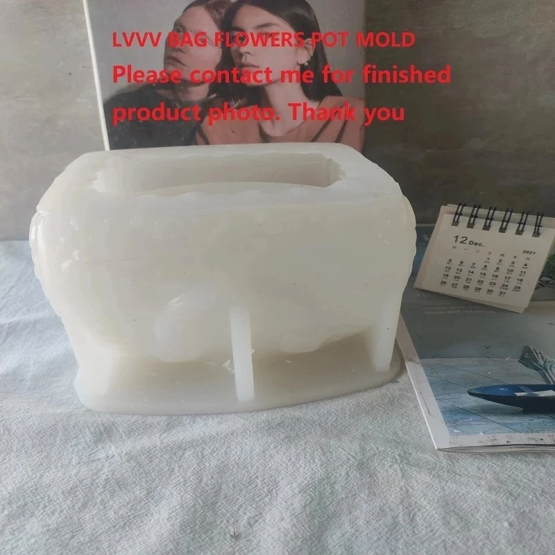 

A0005New Design DIY Fashion Women Handbag Vase Mould Bag Mould Large Size Luxury Logo Handbag Flower Pot Silicone Mold Candle mo