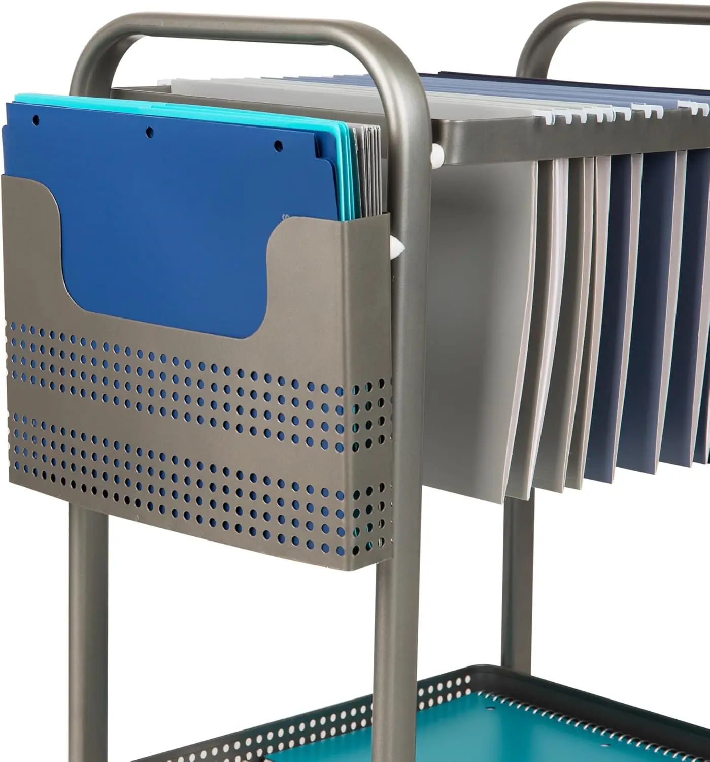 Metal Rolling Utility Cart Organizer with Wheels, Storage Shelf for Office Classroom Home, 22"x12"x25.5", Silver