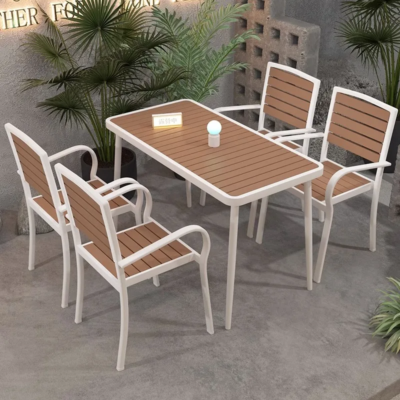 

Outdoor courtyard garden tables and chairs, simple modern iron art, waterproof and sun proof outdoor dining table, outdoor campi