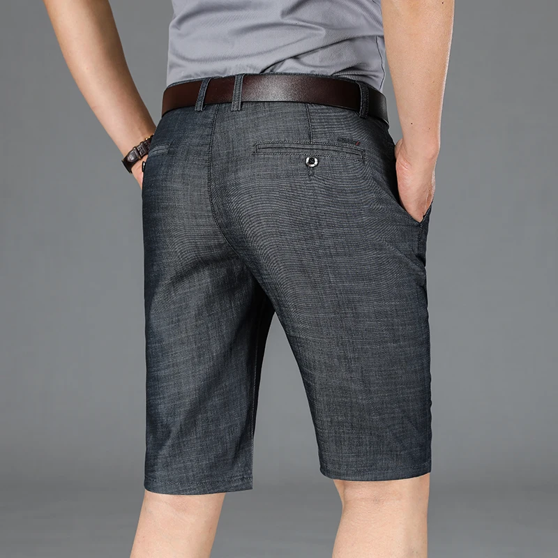 Summer Male Brand Knee Length Pants Men Black Elasticity Denim Shorts Classic Business Casual Stretch Straight Jeans