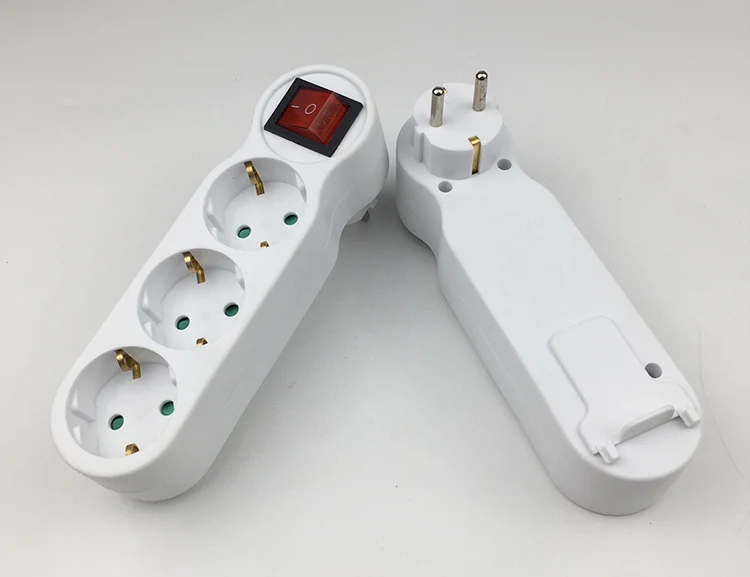250V 16A European Type Conversion Plug 1 to 3 Way EU Standard Power Adapter Socket EU Standard