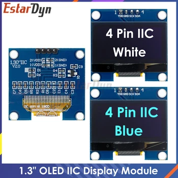 Modulo Display OLED EstarDyn 1.3" Bianco Blu con Chip di Controllo SH1106 128X64, LCD LED da 1.3 Pollici con Comunicazione IIC I2C