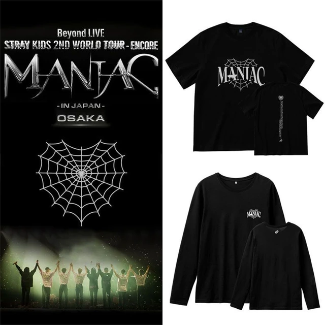 Skz maniac子供用Tシャツ,世界ツアー,綿,プレミアム品質,kpopファン ...