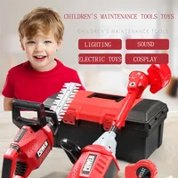 Children Electric Toolbox Pretend Play Toys Baby Simulation Tools Repair Lawn Mower Saw Hair Dryer Toy Maintenance Tool for kid 1