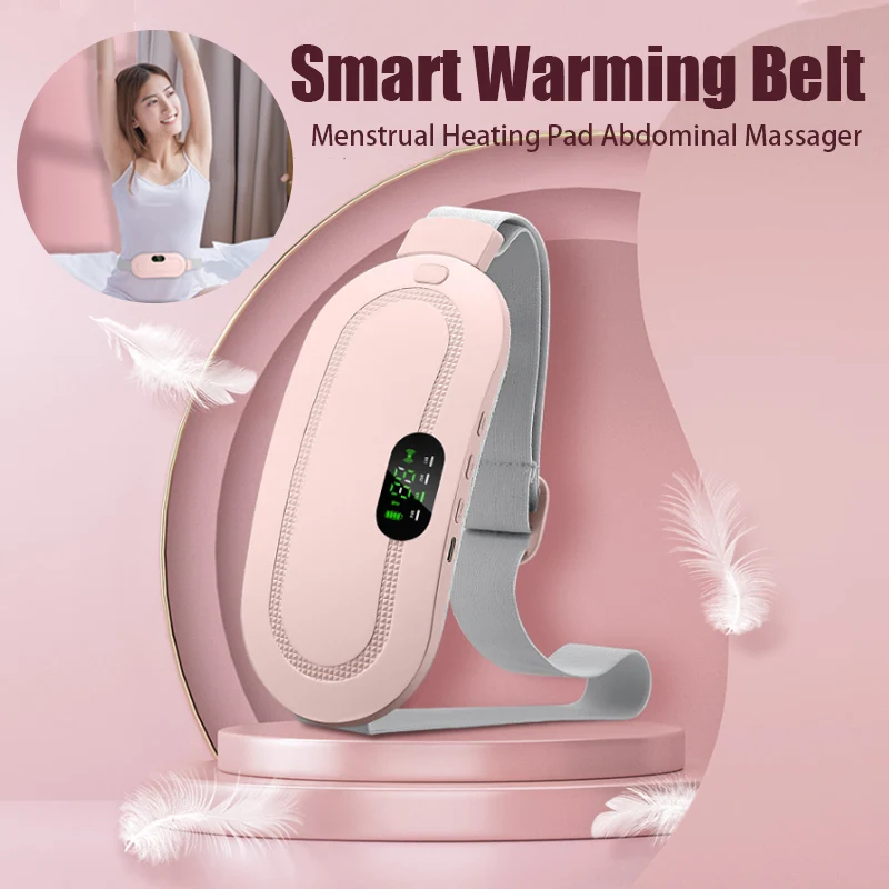 Heated Pads Menstrual Heating Pad Abdominal Massager Smart Warm Palace Belt Waist Vibration Massage Device for Belly Pain Relief