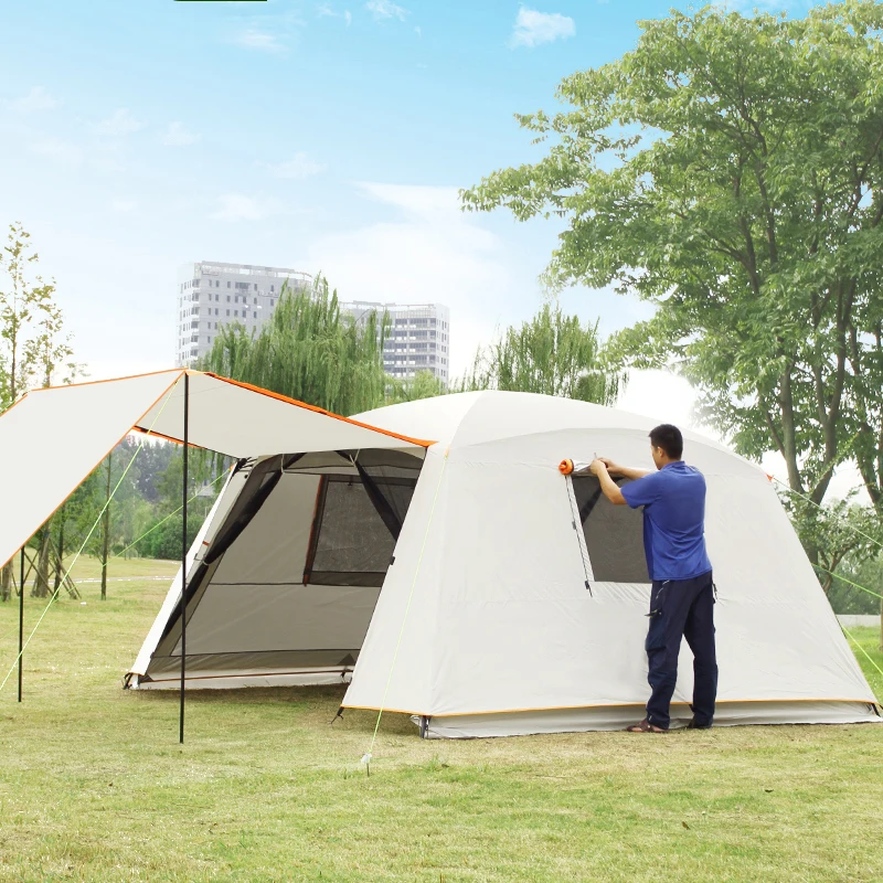 Ultralarge Double Layer Waterproof Outdoor Camping Tent Sun Shelter Large Gazebo 5-8 Person Party