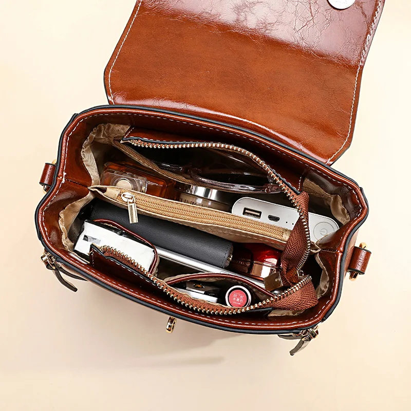 Genuine Leather Women bag Luxury Handbags Double Zipper Ladies Shoulder Bags Lock decoration Real Cowhide Handbag Bolso de mano