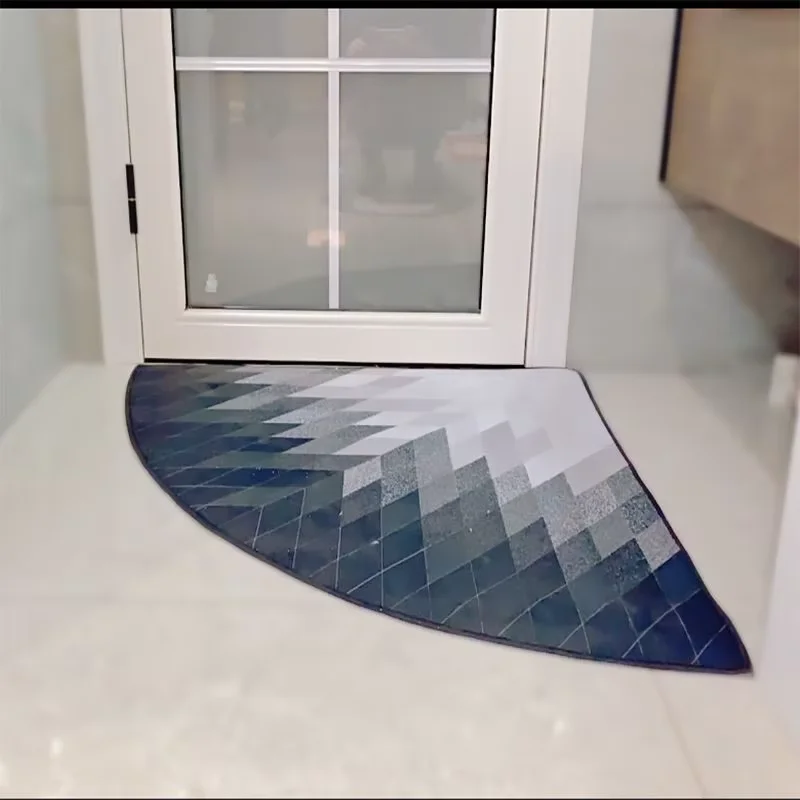 VIKAMA Light Luxury Quarter Round Wall-to-wall Eckteppich Küchenteppich Badezimmerteppich Haushalt Wohnzimmer Fußmatten Schlafzimmerteppiche – Detail 4